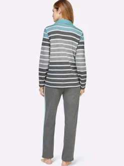 Homewear|Homewear|feel good Hausanzug in Interlock-Qualität grau-mint