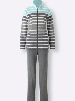 Homewear|Homewear|feel good Hausanzug in Interlock-Qualität grau-mint