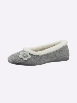 Hausschuhe|Ballerinas| Hausschuh grau