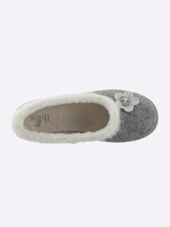 Hausschuhe|Ballerinas| Hausschuh grau