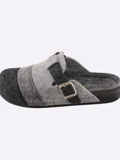 Hausschuhe|Dr. Feet Hausschuh grau-gestreift