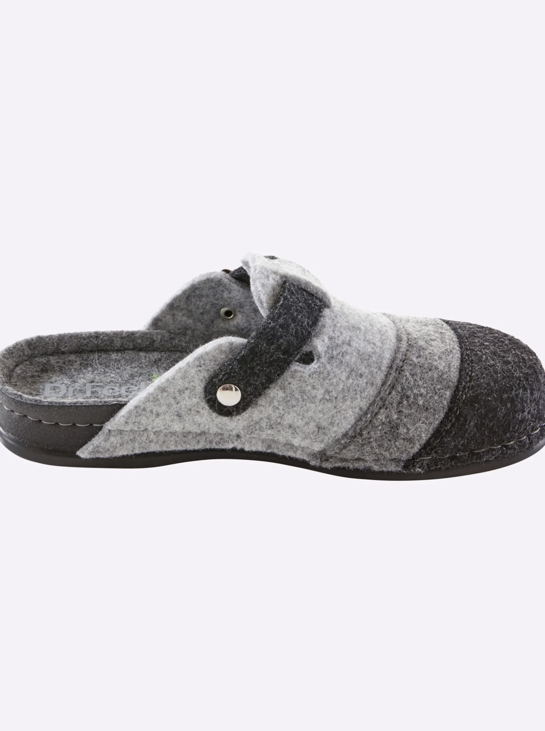 Hausschuhe|Dr. Feet Hausschuh grau-gestreift