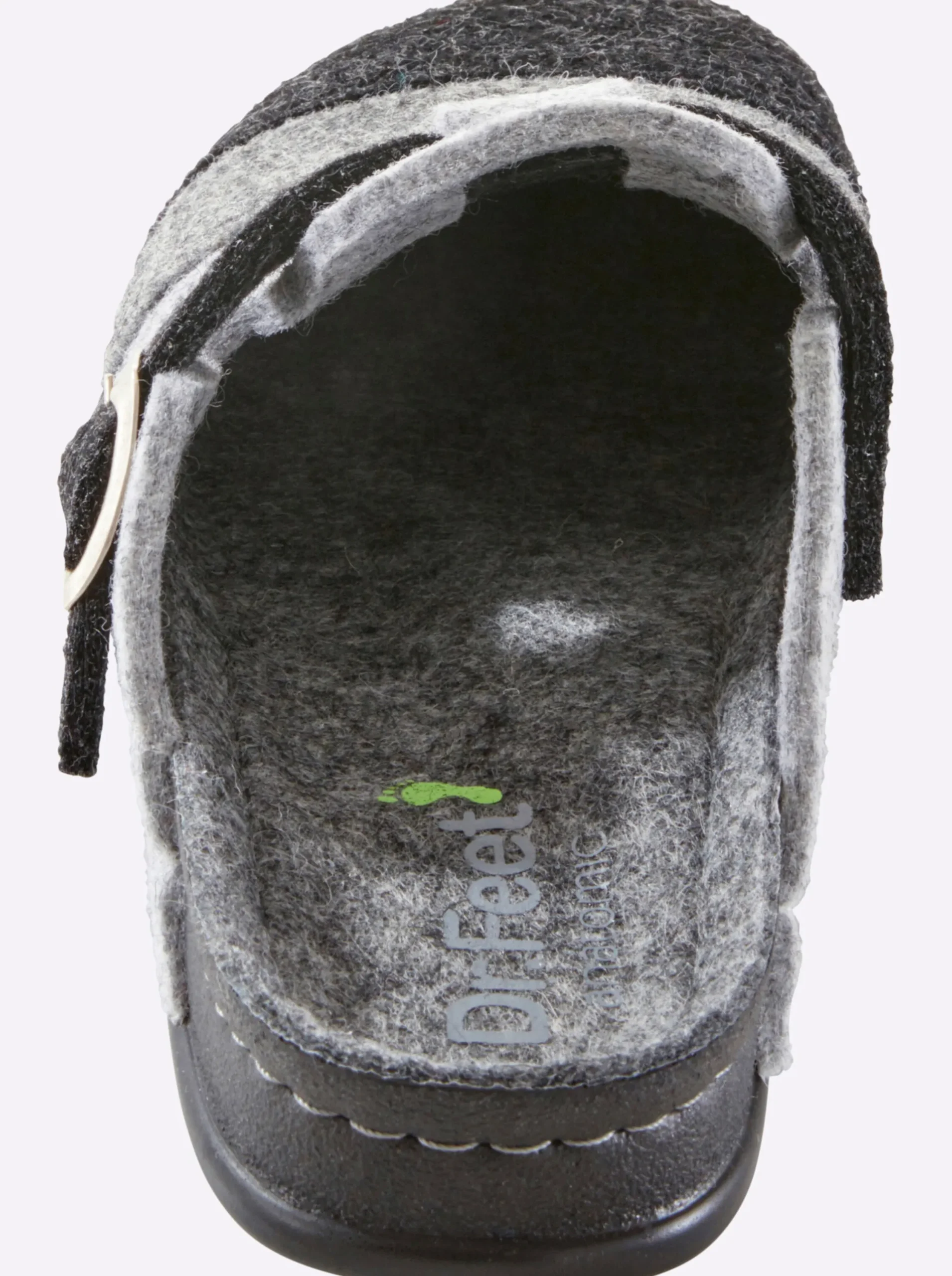 Hausschuhe|Dr. Feet Hausschuh grau-gestreift