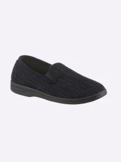 Hausschuhe| Hausschuh in Cord-Qualität marine