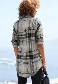 Blusen|Buffalo Hemdbluse grau-schwarzkariert