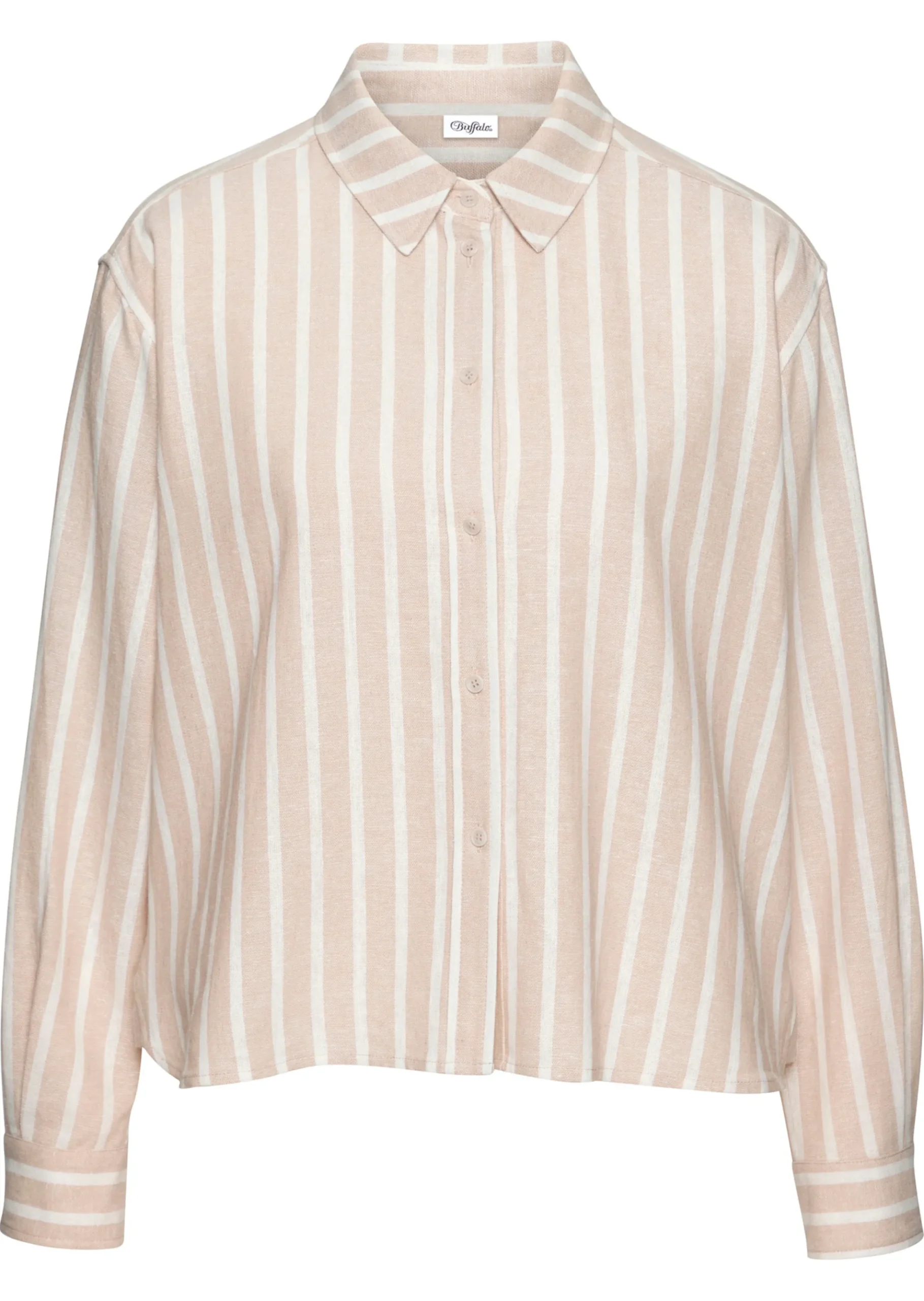 Strandmode|Blusen|Buffalo Hemdbluse sand-weißgestreift