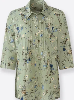 Blusen| Hemdbluse pistazie-zitrone-bedruckt