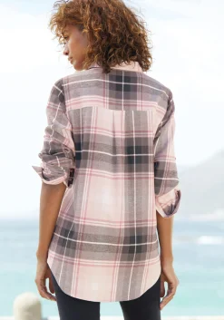 Strandmode|Blusen|Buffalo Hemdbluse rosa-schwarzkariert
