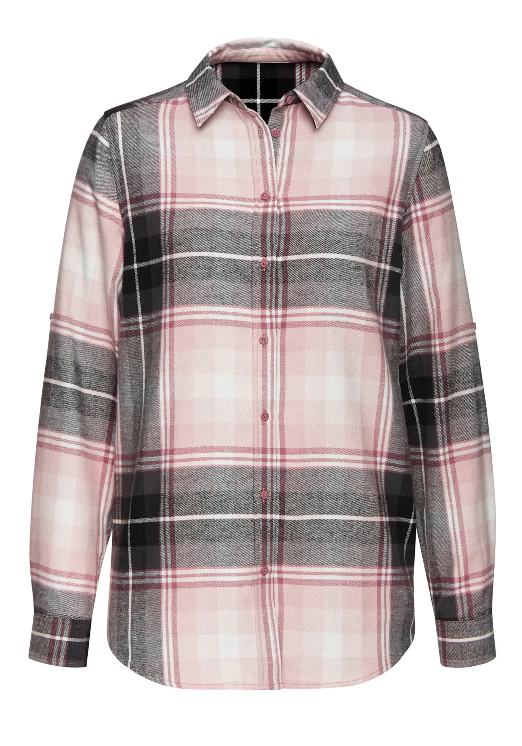 Strandmode|Blusen|Buffalo Hemdbluse rosa-schwarzkariert