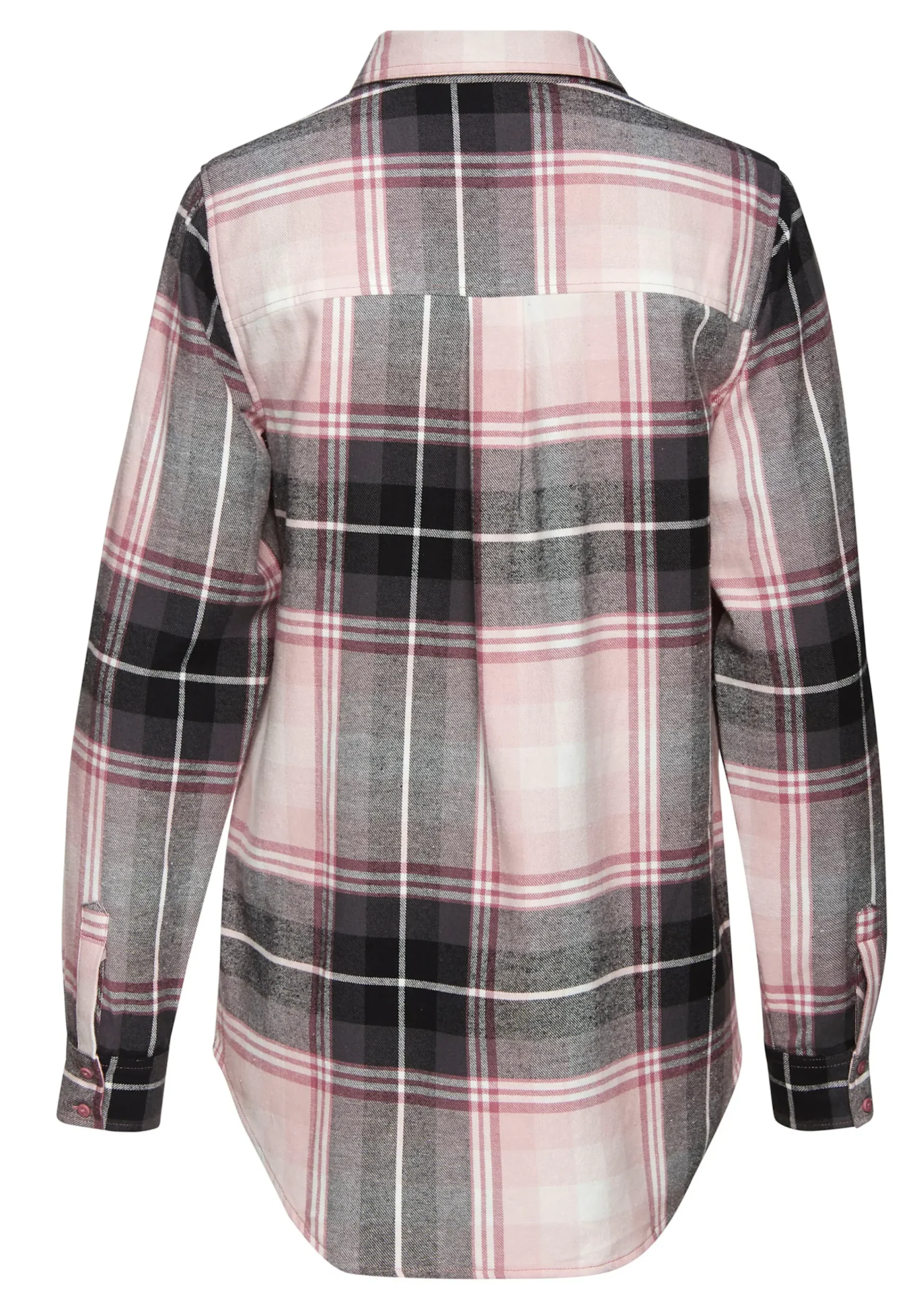Strandmode|Blusen|Buffalo Hemdbluse rosa-schwarzkariert