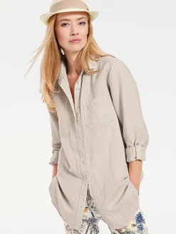 Strandmode|Basics|heine Hemdbluse sand
