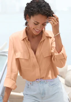 Strandmode|Blusen|Vivance Hemdbluse peach