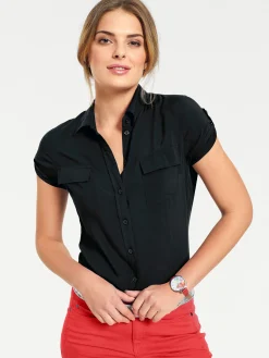 Strandmode|Basics|heine Hemdbluse schwarz