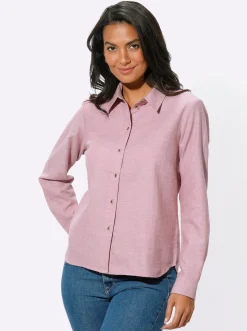 Basics|Blusen| Hemdbluse aus Baumwoll-Stoff altrosa-meliert