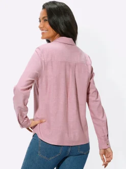 Basics|Blusen| Hemdbluse aus Baumwoll-Stoff altrosa-meliert