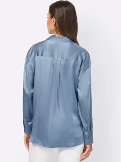 Blusen|heine Hemdbluse aus Seidenmischung bleu