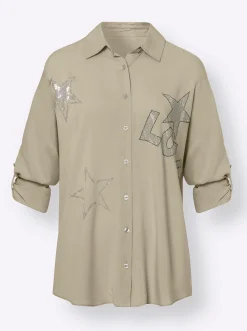 Blusen|heine Hemdbluse aus Viskose sand