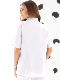 Blusen| Hemdbluse mit Brust-Pattentaschen weiß
