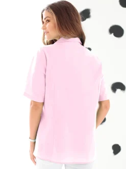 Blusen| Hemdbluse mit Brust-Pattentaschen rosé