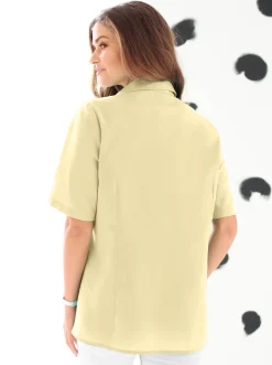 Blusen| Hemdbluse mit Brust-Pattentaschen vanillegelb
