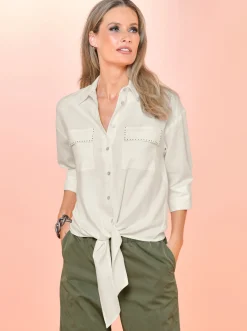 Blusen|heine Hemdbluse mit Leinenanteil ecru