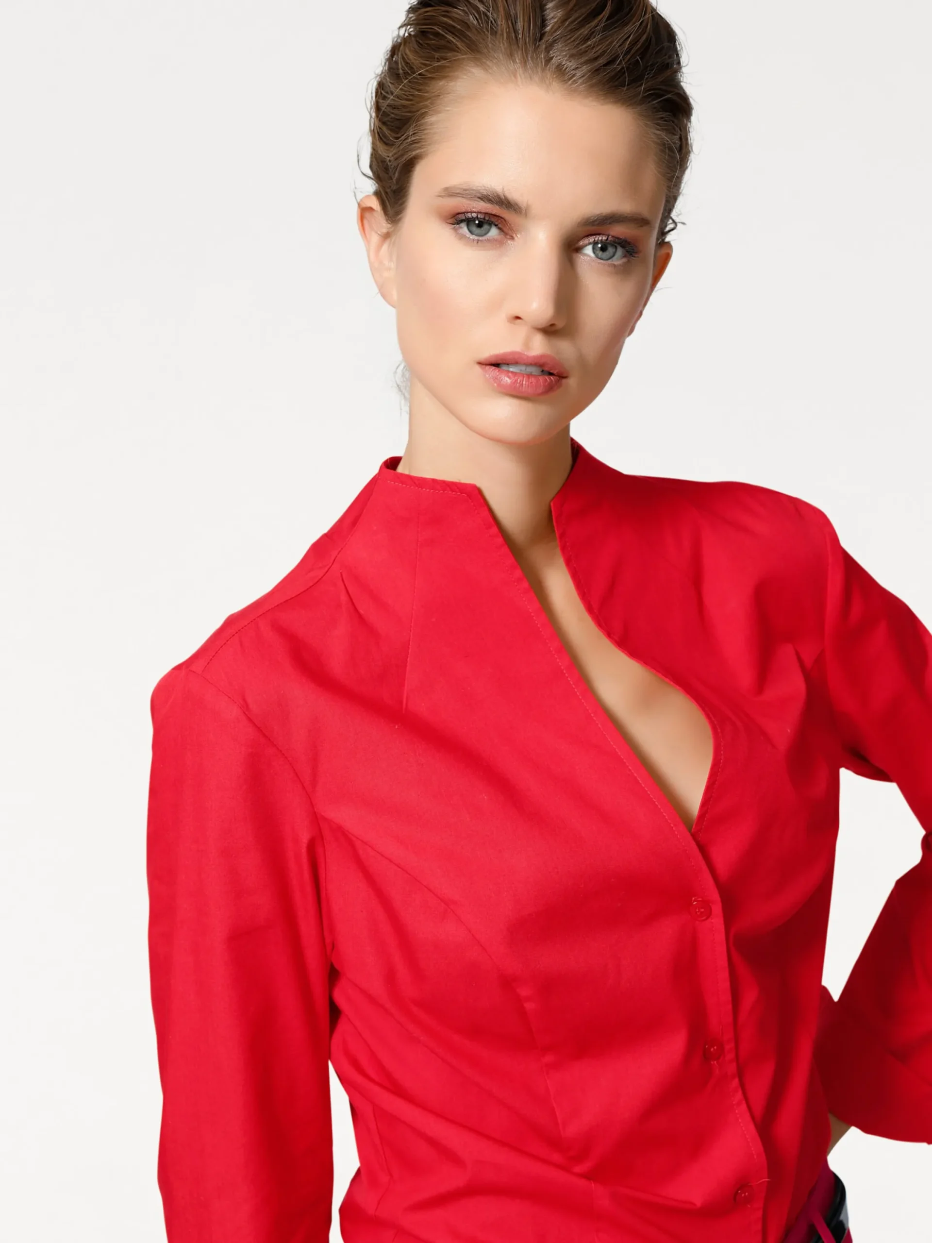 Blusen|heine Hemdbluse mit Stehkragen rot