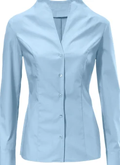 Blusen|heine Hemdbluse mit Stehkragen bleu