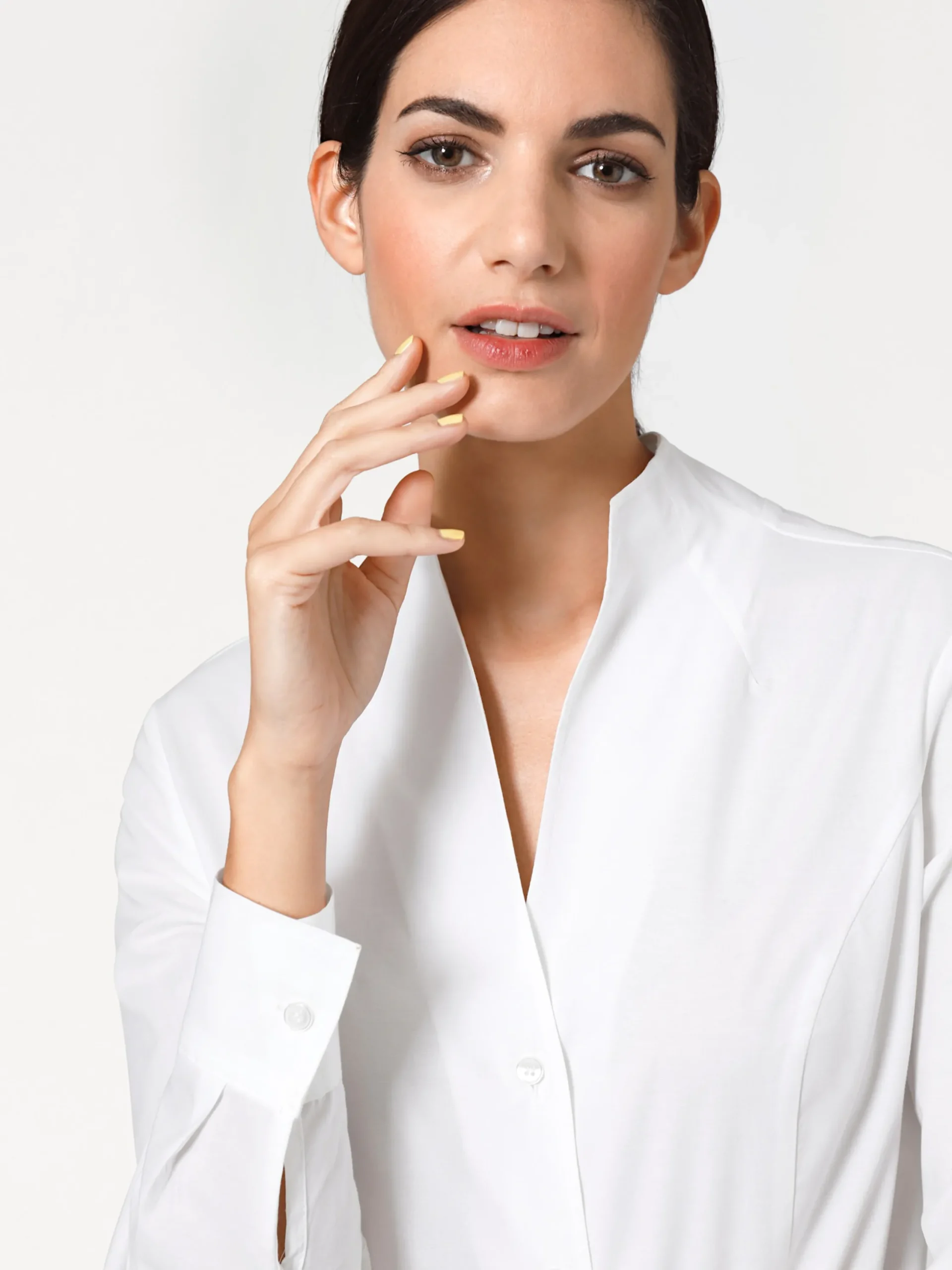 Blusen|heine Hemdbluse mit Stehkragen weiß