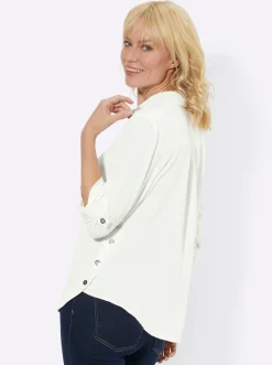 Blusen| Hemdbluse mit Zierknöpfen ecru