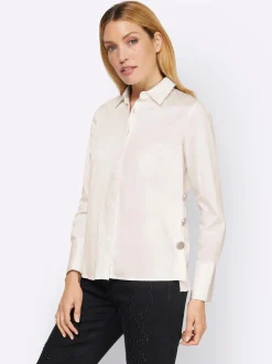 Blusen|heine Hemdbluse mit Zierknöpfen ecru