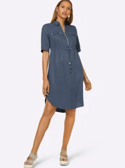 Kleider| Hemdblusenkleid rauchblau