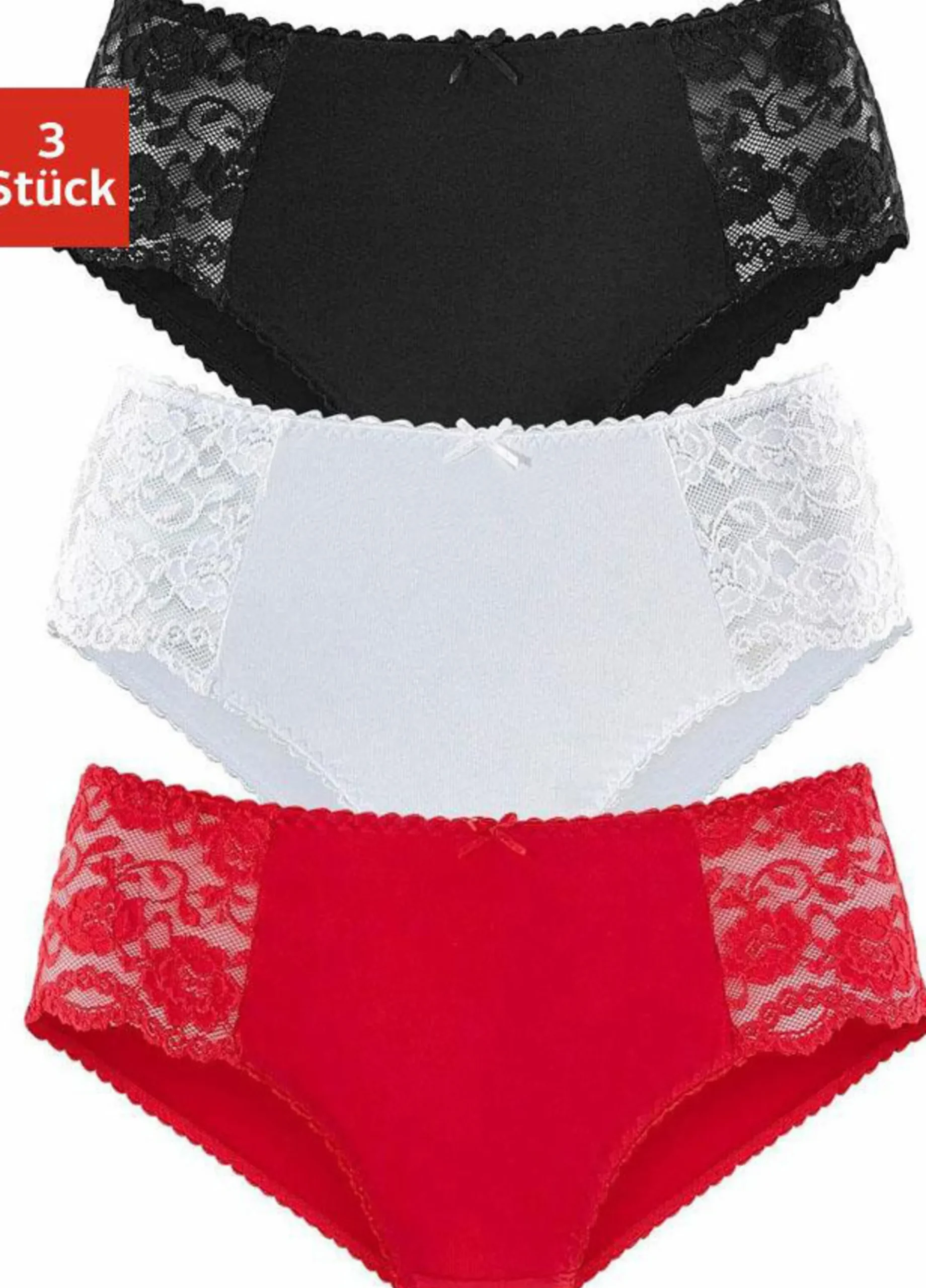 Unterhosen|petite fleur Hüftslip rot,schwarz,weiß