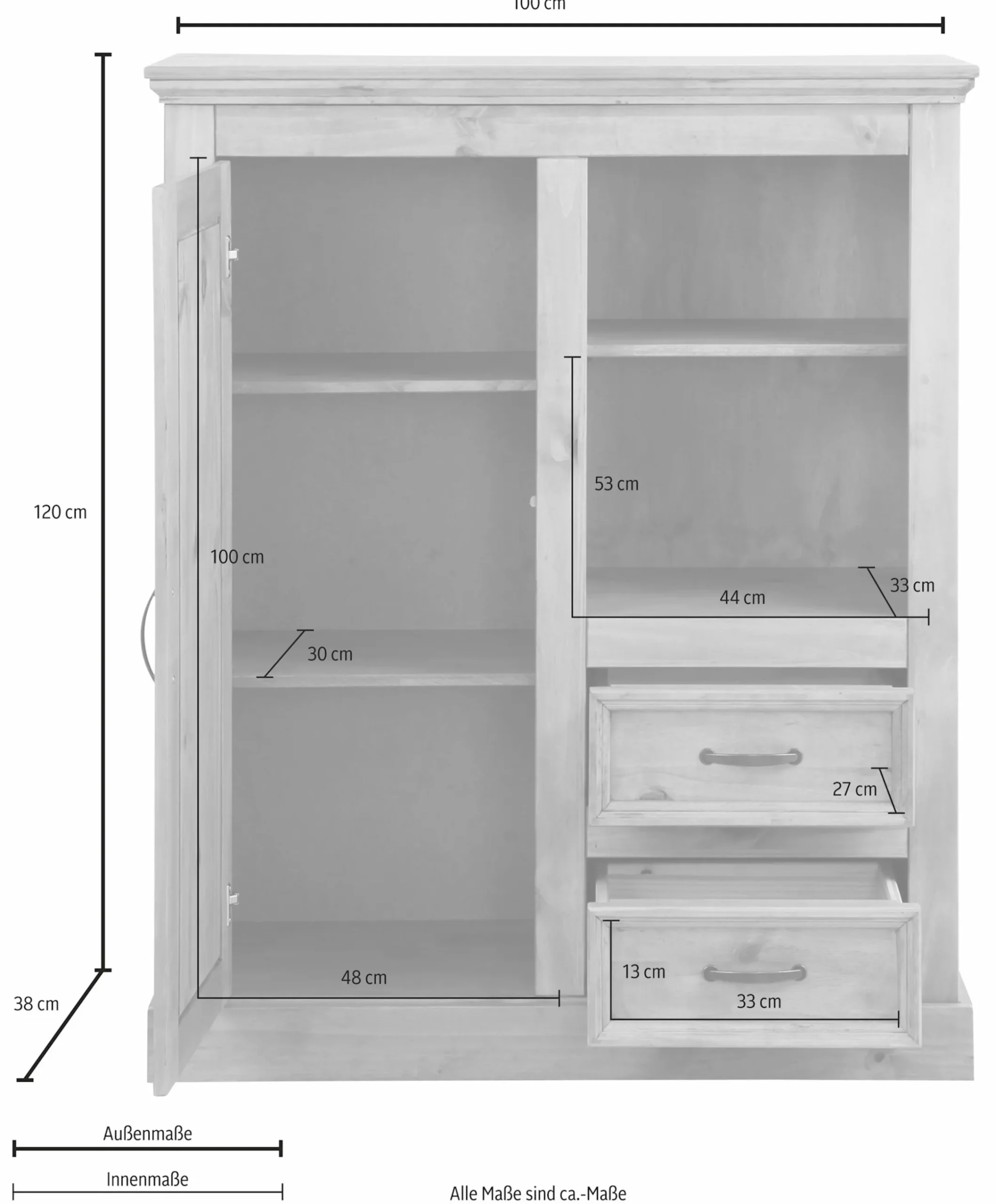 Side- & Highboards|Home affaire Highboard naturgebeizt/gewachst