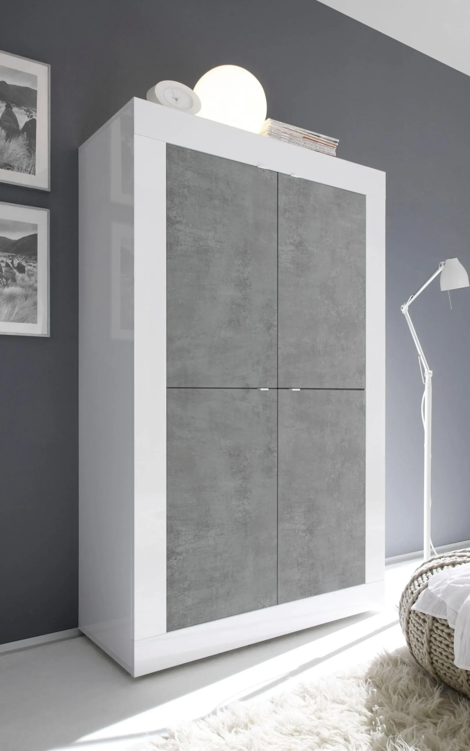 Side- & Highboards|INOSIGN Highboard weißhochglanzlack/beton-optik