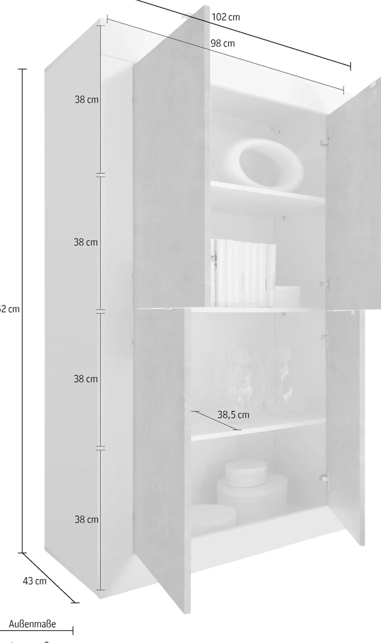 Side- & Highboards|INOSIGN Highboard weißhochglanzlack/beton-optik