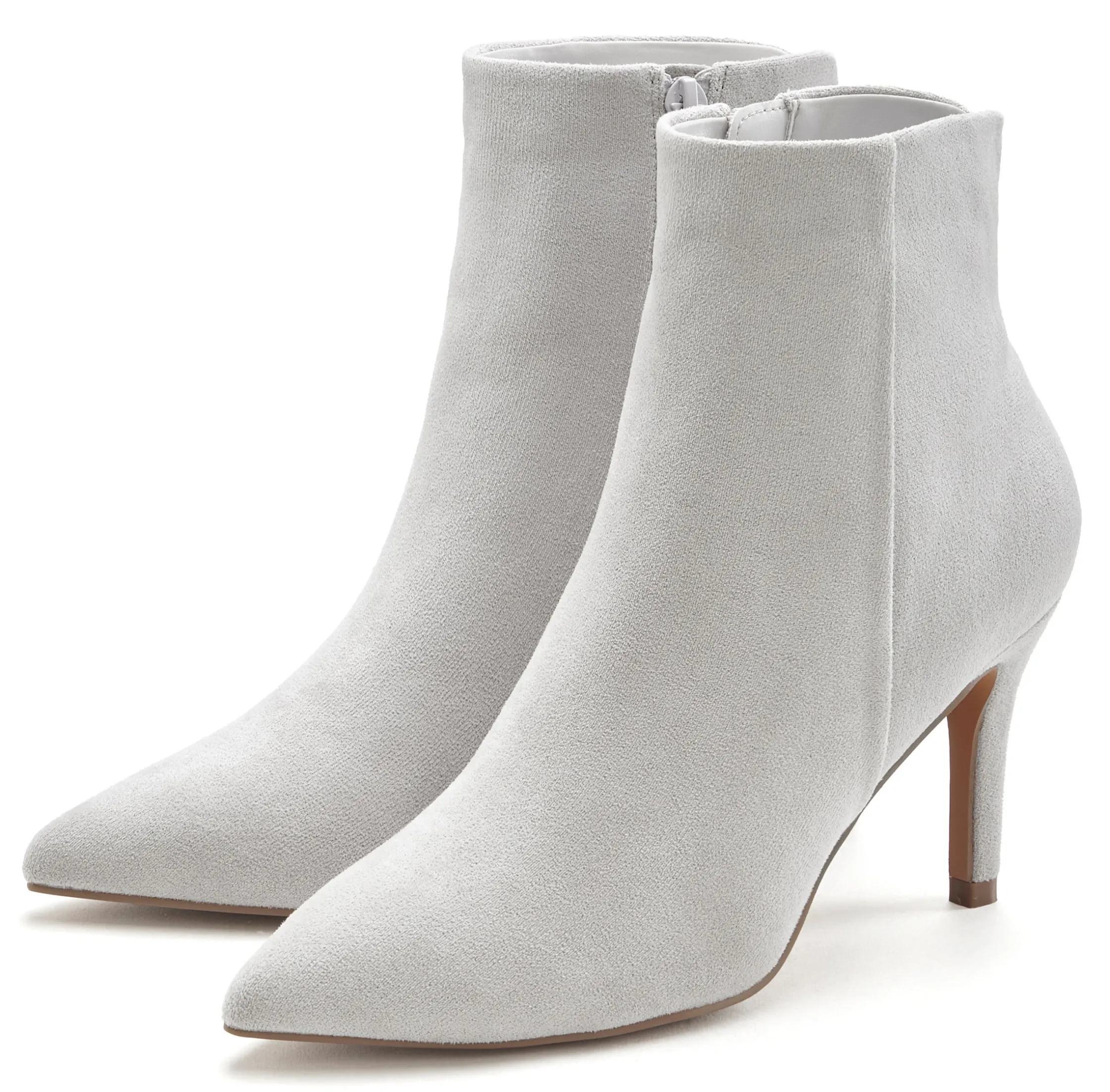 Stiefeletten|Stiefel|LASCANA High-Heel-Stiefelette hellgrau