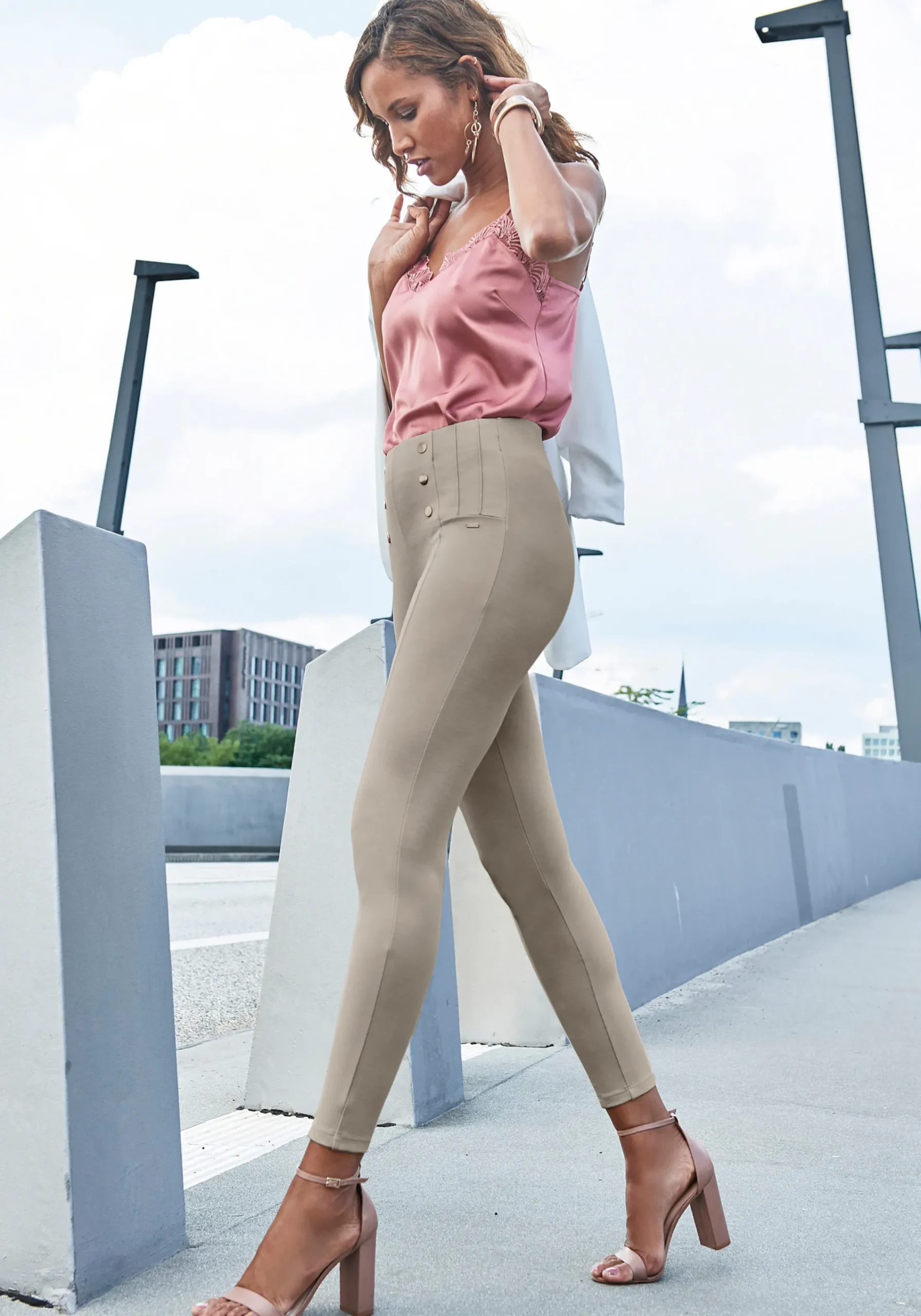 Hosen|LASCANA Highwaist Leggings beige