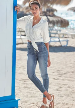 Strandmode|Jeans|LASCANA High-waist-Jeans blue-washed