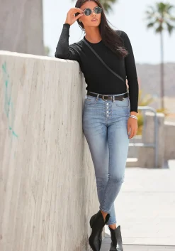 Strandmode|Jeans|Buffalo High-waist-Jeans blue-washed
