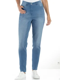 Basics| High-waist-Jeans in Karottenform blue-bleached