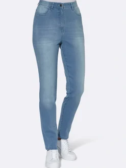 Basics| High-waist-Jeans in Karottenform blue-bleached