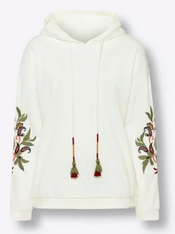 Pullover|heine Hoodie ecru-dunkeltaupe-gemustert