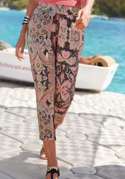 Strandmode|LASCANA 7/8-Hose schwarz-korallebedruckt