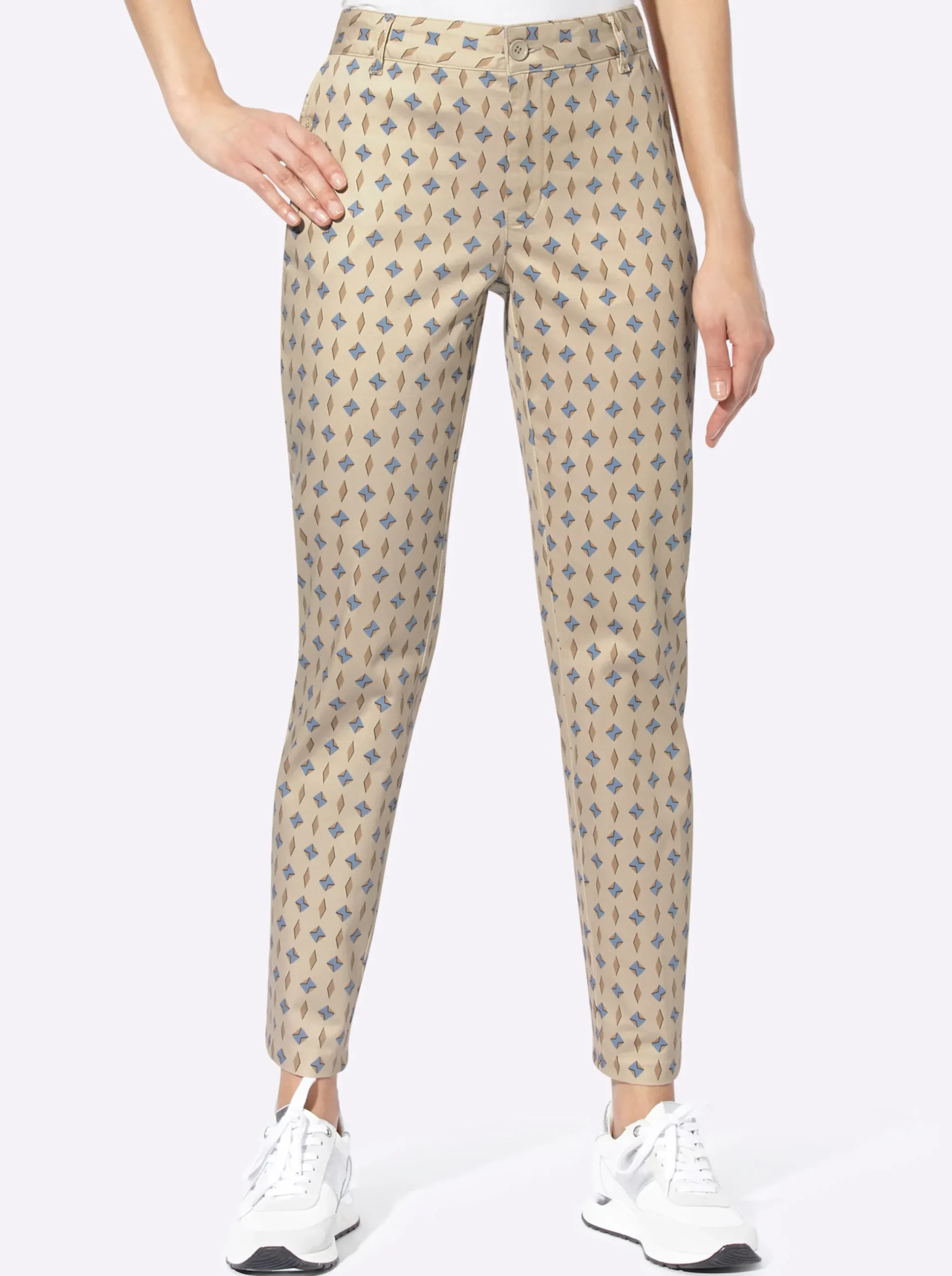Hosen|heine 7/8-Hose sand-bleu-bedruckt
