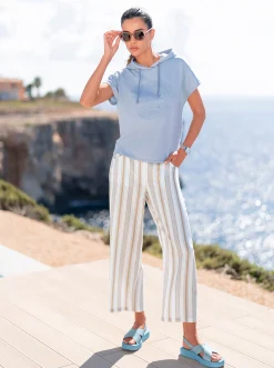 Strandmode|Hosen|heine 7/8-Hose hellblau-beige-gestreift