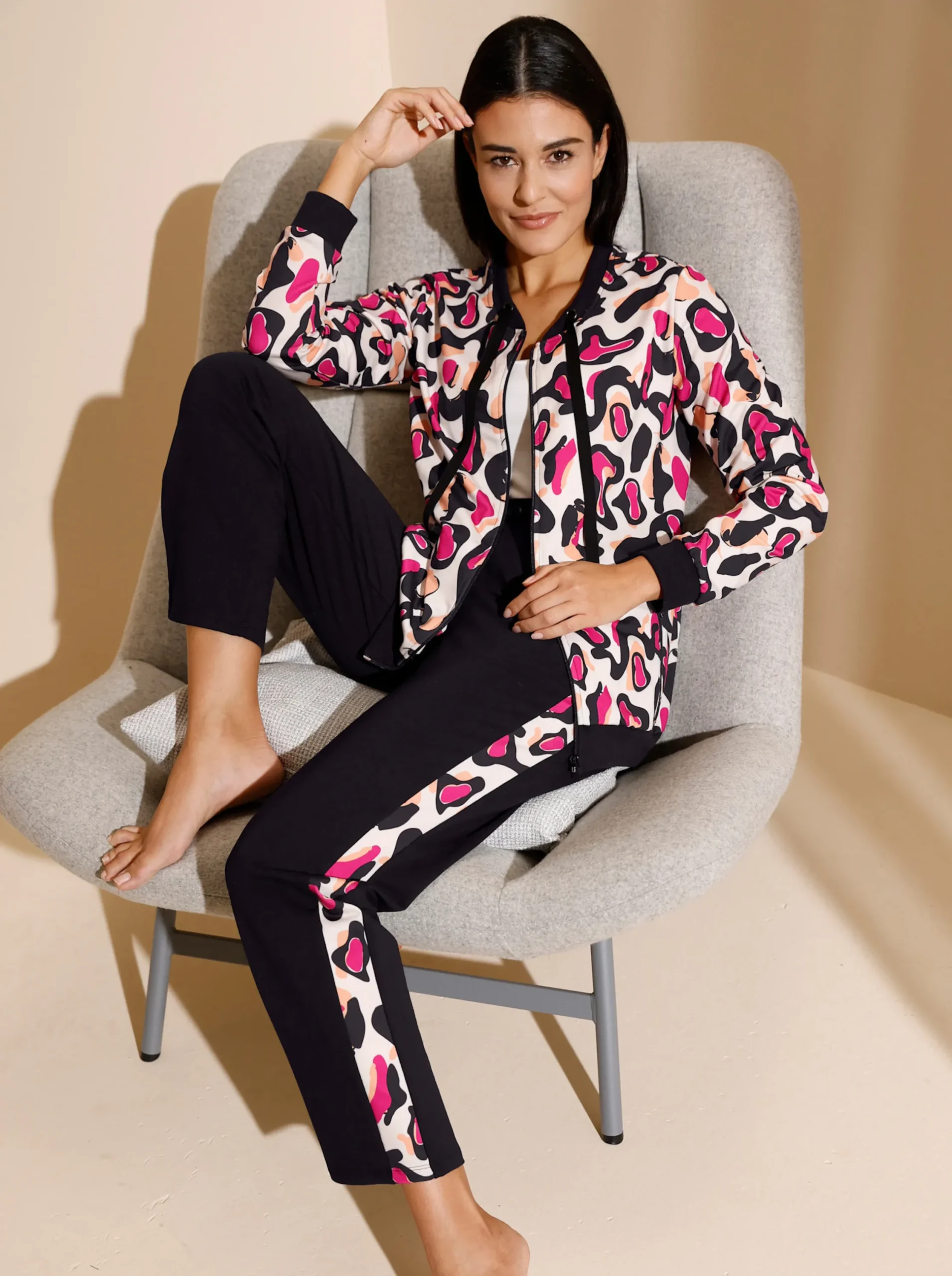 Homewear|Homewear| Hose schwarz-fuchsia