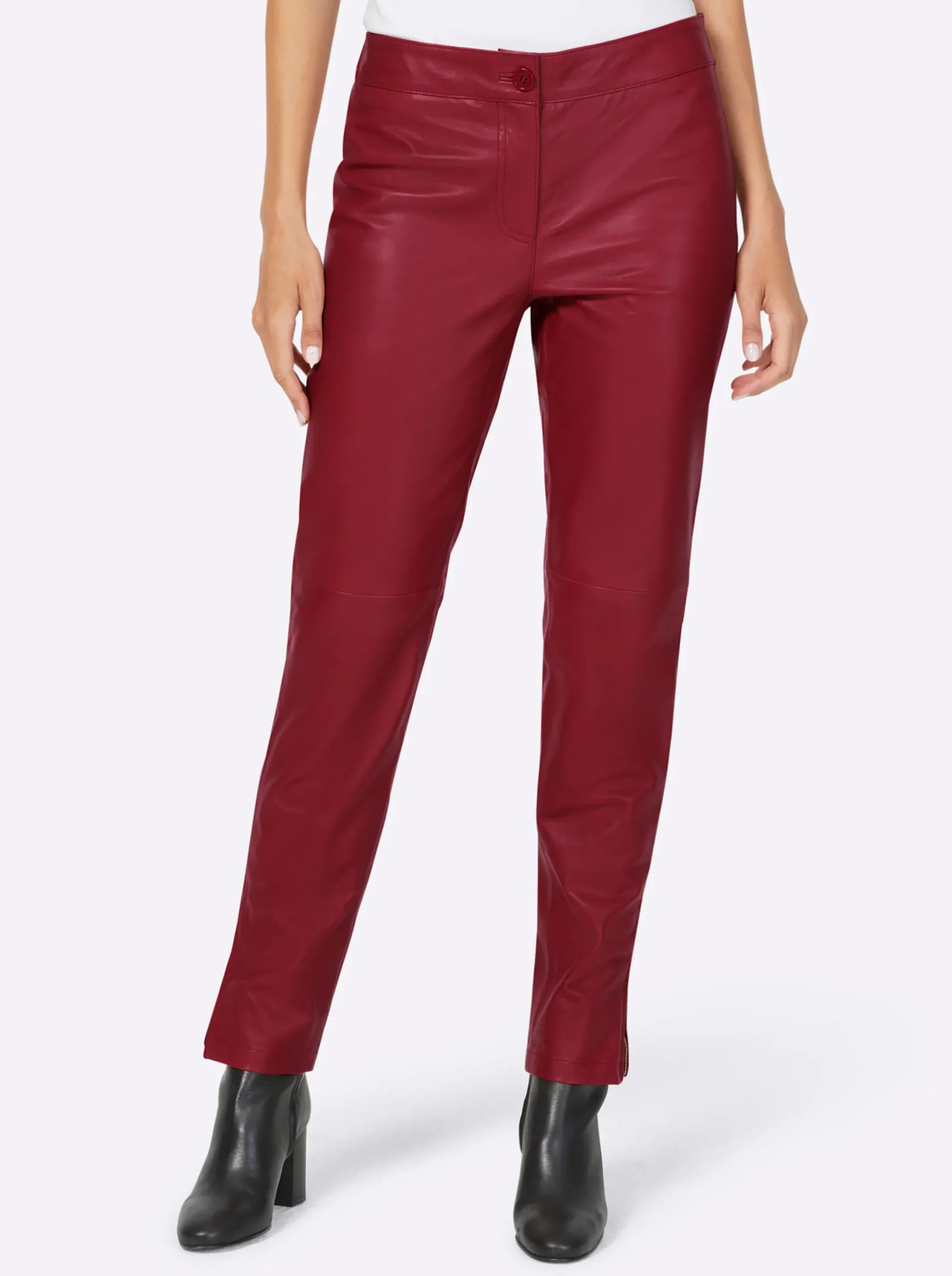 Ledershop|Hosen|heine Hose aus Lamm-Nappa kirsche