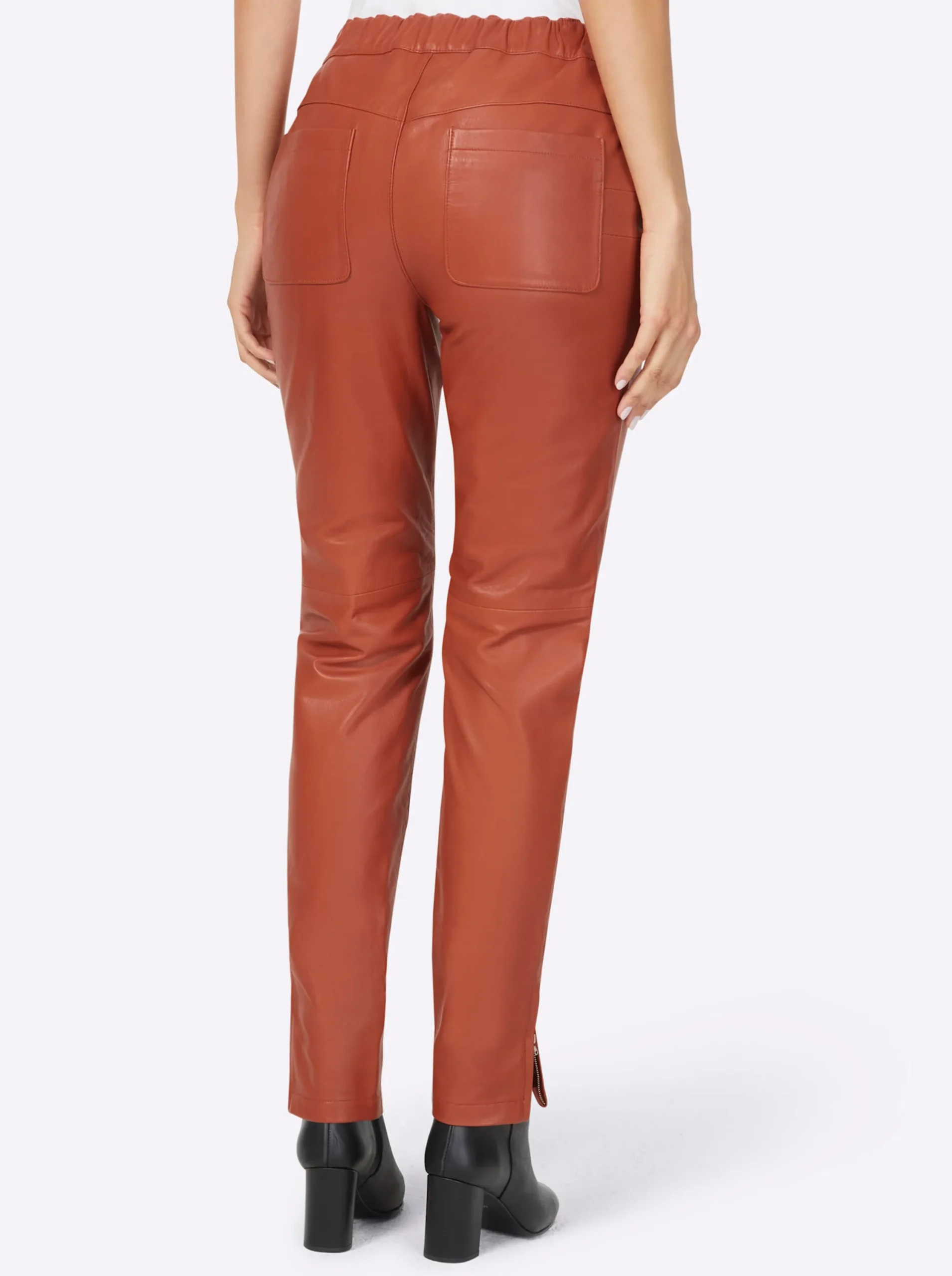 Ledershop|Hosen|heine Hose aus Lamm-Nappa rostrot