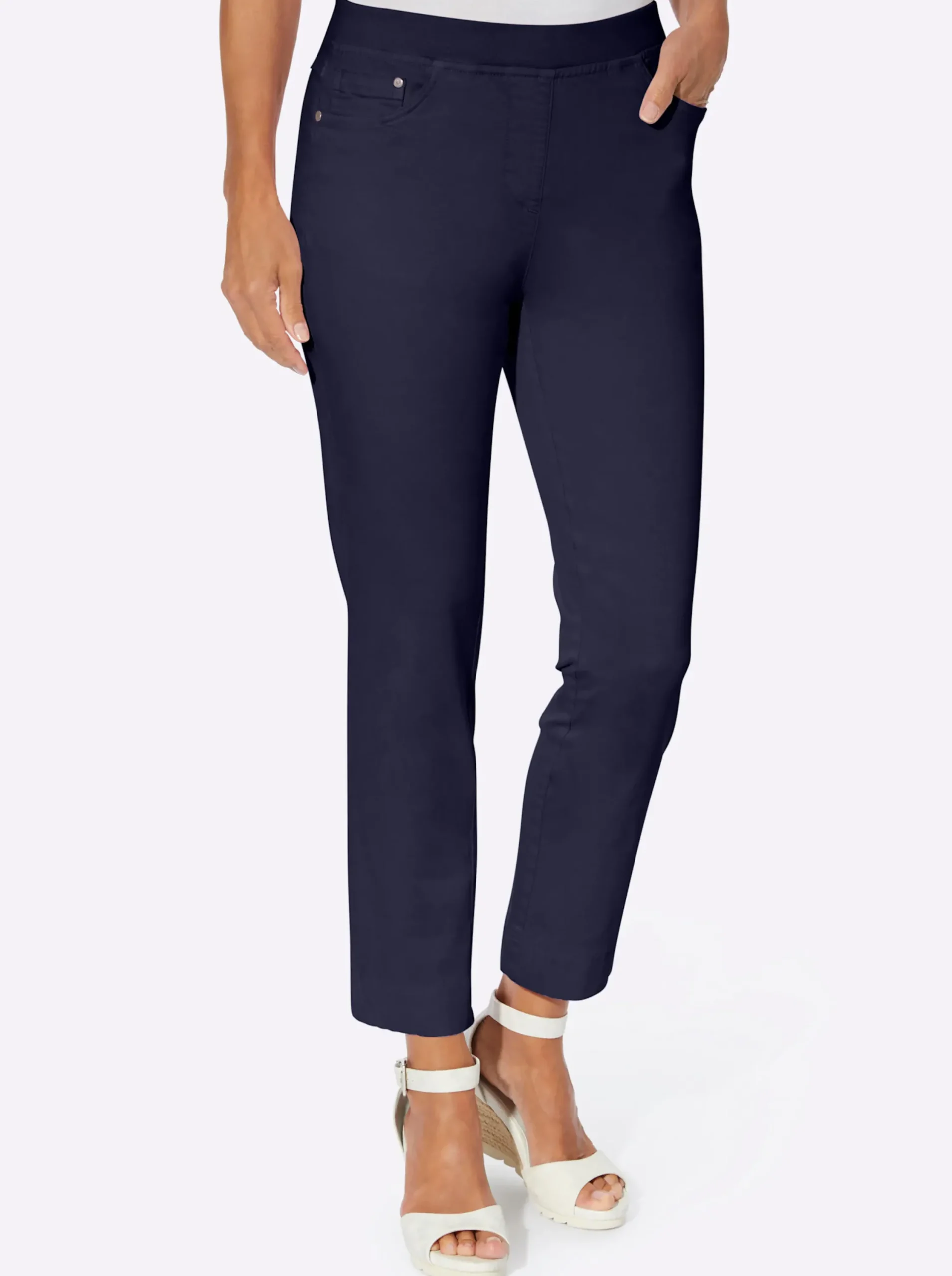 Strandmode| 7/8-Hose mit Jersey-Bund in softer Qualität marine