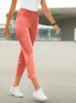Jeans| 7/8-Hose mit Jersey-Bund in softer Qualität koralle